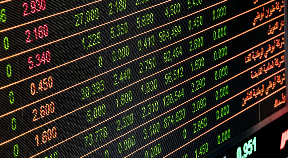 Detailed view of a stock market screen showing numbers and data